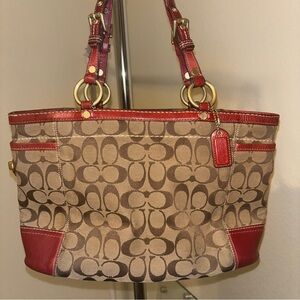 Coach Tan and Pink Signature Tote